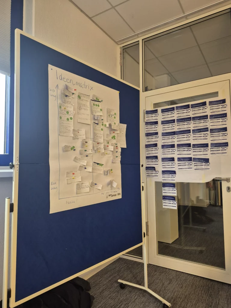 Pinnwand mit gesammelten Nachhaltigkeitsideen und strukturierten Projektans&auml;tzen